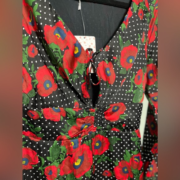 Free People Morning Light Mini Dress Floral & Polka Dot Size 4 NWT - Picture 6 of 6
